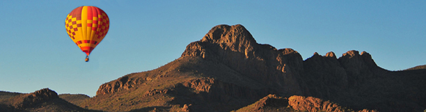 Photo of Arizona landscape with hot air balloon